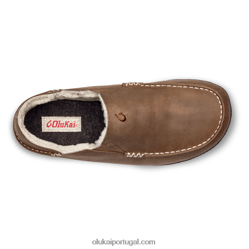 homens chinelo moloa OluKai JF6J02140 caramelo/madeira escura