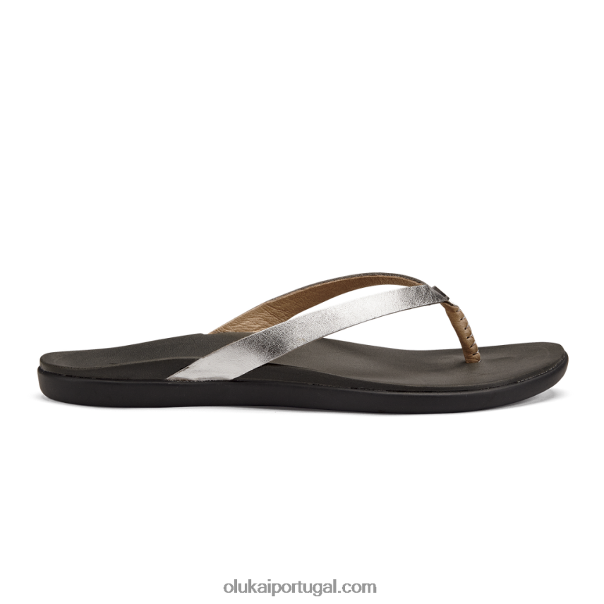mulheres couro ho'opio OluKai JF6J02226 prata/carvão