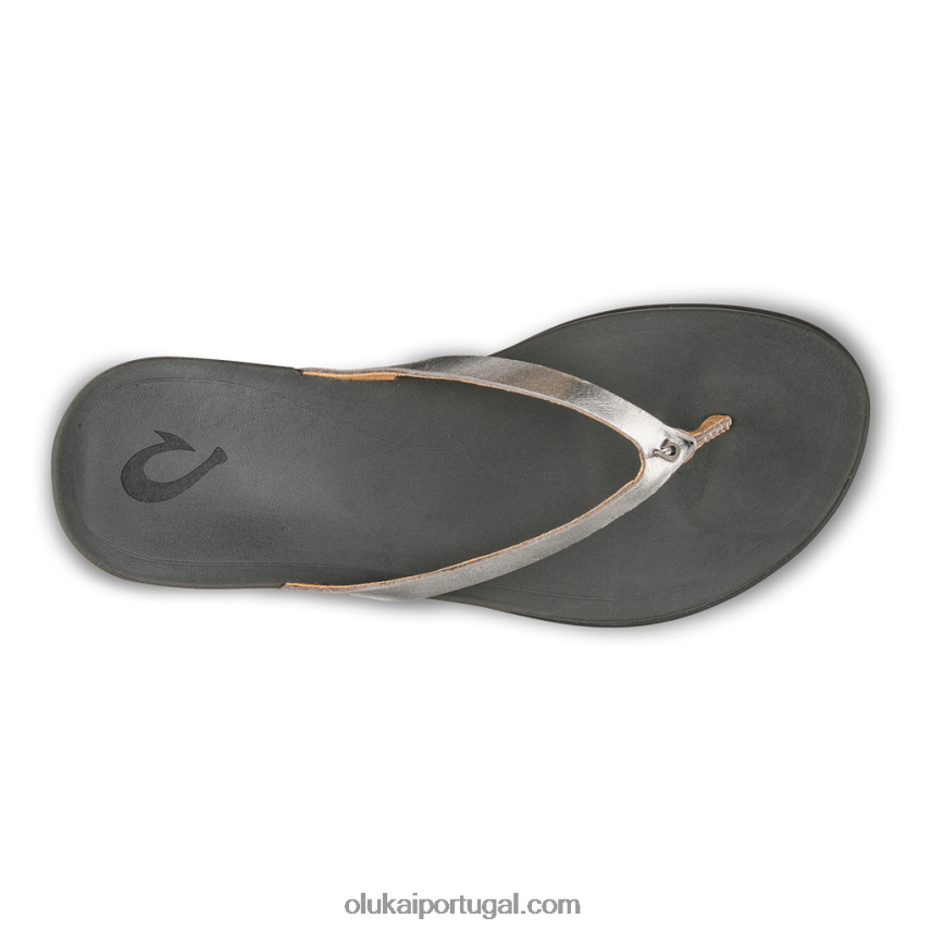 mulheres couro ho'opio OluKai JF6J02226 prata/carvão