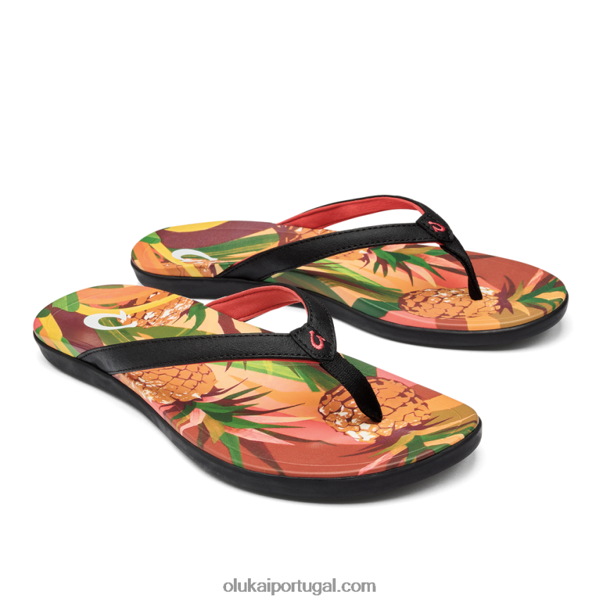 mulheres ho'opio hau OluKai JF6J02228 preto/abacaxi